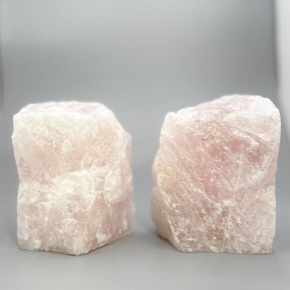 Rose Quartz Bookends Natural Characteristics Crystal Decor Pink Bookshelf (GB) - Picture 7 of 10